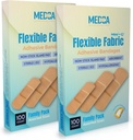 Flexibilní adhezivní náplasti pro pohodlnou flexibilní velkou ochranu a zraněnou péči o drobné kusy, škrabky, rány, tříděné velikosti (2-1 / 4 "x5 / 8", 3 "x3 / 4", 3 "x1") - Twin Pack 100 CT Box