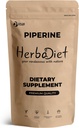 Herbadiet Piperine 95% Powder 124; Black Pepper Extract Powder 95% podle Hplc Dublin 124; Biologická dostupnost Enhancer, Posiluje Nutrients Uptake Up124; Gluten Free, Non- GMO Bulk dodatek (0.35 oz / 10 gm)