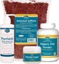 Psoriasis Care Kit - zahrnuje americký Saffron čaj, slippery Elm štěrk prášek, psoriasis skalp a tělo umýt, a psoriasis krém. 4 položky Doporučené v knize Léčení Psoriázy Dr. John Pagano
