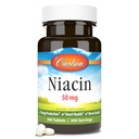 Carlson - Niacin, 50 mg, podporuje metabolismus cholesterolu, výroba energie, srdeční zdraví, nervová funkce, 300 tablet
