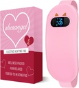 Přenosná topná deska pro periodové křeče: bezkordová menstruační topná deska s 6 teplotními hladinami a 6 masážními režimy, 3s Rychlý topný dárek pro ženy a dívky (růžová)