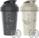 VELOMIX -2 Pack - 20 oz Lahvičky s proteinem pro proteinové směsi - 2x Wire Whisk CUP 124; Leak Proof Shaker Cups pro proteinové třepačky a předcvičení CUP 124; Lahvička s proteinem (šedá / bílá)