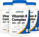 Nutricost High Potency Vitamin B Complex 462mg, 240 Kapsle (3 Lahve) - s vitaminem C