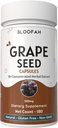Grape Seed Kapsle 500mg FLAVIS 124; Vitis vinifera Koncentrovaná 10: 1 Extract Powder FLAVIS 124; Přírodní bylinný doplněk, Non- GMO, gluten- Free Formule (180 Počet balení po 1)
