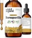 Wild & Organic Sarsaparilla Root Drops - Detox Cleanse Drops - Sarsaparilla Powder Based Tincture - Vegan, Sugar & Alcohol- Free Liquid Supplement - 2 fl oz