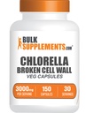BulkSupplements.com Chlorella Kapsle - Zlomená buněčná zeď, Chlorella dodatek - Superfood dodatek, Vegan & gluten zdarma, 5 Kapsle per Serving, 150 Počet (balení po 1)