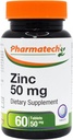 Zinek 50 mg, Imunitní Supplement, Elemental Zinek Chelated Gluconate, Minerální antioxidant pro zdraví mužů a žen, Akné, Snadno polykat, 60 Tablet
