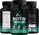 Biotin a kolagen Doplňky s keratinem - Biotin 5000mcg Kapsle pro růst vlasů, Zdravá kůže a nehty - Optimalizované míchání kyseliny hyaluronové a vitamin- B Komplex pro ženy a muže, 90 Kapsle