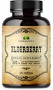 Elderberry Kapsle - Přírodní Black Elderberry Bylinný dodatek - Imunitní Boostery pro dospělé, Digestivní Podpora, Antioxidanty & Vitamin C - Fiber- Rich, Non- GMO - 100 Kapsle pro muže a ženy