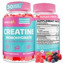 Kreatin pro ženy, Creatine Monohydrát Gummies - No Bloating - Pre and Post Workout Chewables Dodatek s Taurin & B6 - pro obnovu, síla, energie a Booty, Výkon, 60 Počet
