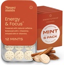 Minty NeuroGum Energy Caffeine (72 kusů) - Bez cukru s L- theanine + přírodní kofein + vitamín B12 & B6 - Nootropní energie a Focus Dodatek pro ženy a muže