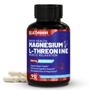 Magnesium L- Threonin, vysoce absorpční doplněk hořčíku, 1900mg Magnesium Threonin pro zdraví mozku, Podpora paměti, gluten zdarma, Non- GMO, 90 Veganské kapsle