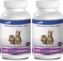 kočičí Wellness procedury - Ultra vitaminy pro kočky - Zdravé minerály a vitaminy Formule - Žvýkačky - Vápník pro kočky - 2 lahve (180 lékovek)