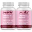 BESTVITE Cholin Inositol 500mg (240 Vegetariánských kapslí) (120 x 2) - No Stearates - No Dicalcium Fosfát - No Fillers - Vegan - Non GMO - Gluten Free