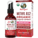MaryRuth Organics Vitamin B12 Liquid Spray 124; Vegan, Non- GMO, gluten- Free CLANE124; USDA Organic Supplementary CLANE124; Energy & Nervous System Support CLANE124; B12 Vitamíny pro ženy a muže 124; 1500 MCG CLANE124; 1 Fl Oz