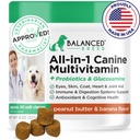 Vyvážený Plemeno All- in-1 Dog Vitamíny doplňky Vyrobeno v USA Vet- Pharmacist Schválený pes Multivitamin Probiotika Glucosamine Chondroitin Psi losos olejová kůže Coat Imunitation Senior Dogs Dodatek NonGMO