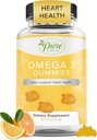 Čisté podle přírody Omega 3 Gummies pro dospělé a děti, Omega 3 mastné kyseliny doplňky s Omega 3 6 9 pro cirkulační podporu, No Fish Oil Orange Flavor Omega Gummies, 60 dnů dodávky (60 Počet)