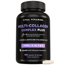 Vitální vitaminy Multi kolagen Complex Plus - s Biotin, Hyaluronic Acid, Vitamin C - Typ I, II, III, V, X - pro ženy a muže - Vlasy, kůže, nehty Beauty Complex - 150 Kapsle
