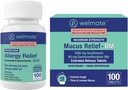 WELMATE Kompletní alergie & Congestion Relief Bundle: Fexofenadin HCl 180mg Non- Drowsy Antihistamin (100 Ct) + Mucus Relief DM 1200mg Guaifesin & 60mg DXM (100 Ct) IR 124; 12- Hr Respirační podpora