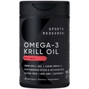 Sport Research Krill Oil Dodatek s EPA & DHA Omega 3, Fosfolipidy & Astaxanthin z Antarktického krilu - Nejvyšší koncentrace krilového oleje pro muže a ženy - 500mg, 120 Softgel Kapsle