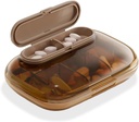 Malý 7 den Pouzdro na pilulky, Kompaktní týdenní vitamin Box, Přenosný cestovní Pill Dispenser, Stylové léky a doplňky Organizátor (Brown)