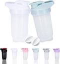 Třpytící se proteinový pohár a 10- Ounce / 300ML třepací láhev s whiskovými kuličkami, Sada proteinových třepaček, Non- BPA plast (bílá + modrá (2PCS))