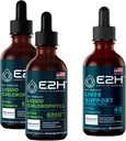 E2H: Chlorofylové kapalné kapky (2 Pack - 4 Fl Oz) a doplněk pro podporu jater (Single Bottle - 2 Fl Oz) Př