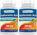Nejlepší naturals Hyaluronic Acid 200 mg 120 Tablet (Non- GMO, gluten zdarma) - Podporuje mladistvé zdravé kůže a zdravé společné funkce (120 Počet (balení po 2))