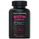 Vitální vitamíny Biotin Complex pilulky - s Hyaluronic acid, MSM, kolagen, a vitamín C - dodatek pro vlasy, kůže, nehty - 60 Kapsle