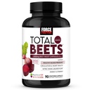 Force Factor Total Beets Blood Pressure Beet Root Capsules, 1800mg Organic Beet Root Powder Beet Dodatek s Hawthorn Berry na podporu cirkulace a krevního toku, 90 Zeleninové kapsle