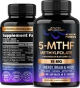 NUTRAHARMONY L Methylfolát 15 mg - 5-MTHF Metylfolát dodatek Plus methyl B12, vitaminy B2 & B6, hořčík - Vyrobeno v USA, 60 Kapsle pro 2 měsíce