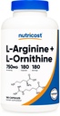 Nutricost L- Arginin L- Ornithin 750mg; 180 tobolek