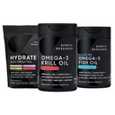 Sportovní výzkum Antarktický krilový olej Omega 3 Mini- Softgels 500mg s fosfolipidy, Choline, Astaxanthin, Triple Strength Omega 3 Bezedný rybí olej 1250mg, Sugar Free Multi Flavor Hydrate Electrolytes