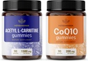 HERBAMAMA L- karnitin a CoQ10 Kit - Balení 1500 mg acetyl L- karnitinu a 200 mg koenzymu Q10 Gummie - Vegan, Non- GMO, Gelatin- Free - 2 Pack