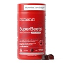 HumanN SuperBeets Heart Gummies - Beet Gummy s podporou energie, Grape Seed Extract & Beetroot Powder, Sugar Free - Granátová bobule, 60 Počet