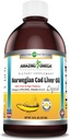 Amazing Omega Norské Cod Jaterní olej 16 Oz 473 ml dodatek 124; Lemon Flavor 124; Extrahován pod přísnými standardy kvality z Okolo vod Norska 124; Non- GMO 124; Gluten zdarma
