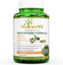 NutreeVit 100% Organic Powerful Superfood Formule - imunitní systém Booster Energy Pills s Moringa, Spirulina, Wheatgrass, a Kelp - 240 Počítání láhev