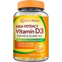 Lékařské recepty Vitamin D3 5000IU, Imunitní podpora pro kosti, zuby, a imunitní funkce, Non- GMO, No Gelatin, Gluten nebo Soy, 120 Vegetariánské ponožky