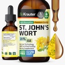BIO KRAUTER St John 's Wort Tincture - Hypericum Perforatum Liquid Extract for Mood Support - High Absorption - Vegan Drops 2 Fl.Oz.