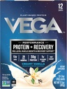 Vega Protein + Recovery - 30g Plant- Based Protein per Serving, Vanilla, 12 x 1.6oz Sachets, 5g BCAA, Probiotika, NSF Certified, For Shakes & Smoothies, (Balení květen Vary)