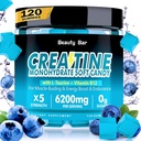Tvorba Monohydrát Žvýkačky, 6200mg pro muže a ženy, Žvýkací tvor pro zvýšení růstu svalů, síla, a zotavení, Cukr zdarma Pre- Workout dodatek, 120 Počet, Borůvkový Flavor