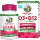 MaryRuth Organics Cukr zdarma 124; 2 Měsíční dodávky 124; Vitamin D & B12 vitamínové doplňky pro dospělé a děti 124; Kostní zdraví 124; Imunitní podpora 124; Vegan 124; Non- GMO 124; 60 Služeb
