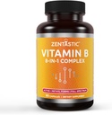 Zentastický vitamin B- komplex - všechny B vitaminy s B12, B6, B9 kyselina listová, Cholin, Inositol - Aktivní a methyl formy - Nervový systém, energie, metabolismus, imunitní podpora - 90 Veganové kapsle