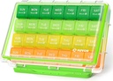 AUVON Moisture-Proof Monthly Pill Organizátor, Velké 28 dní Pill Box pouzdro s odstranitelnou 4 týdny Medikace Pořadatel Řádky, Travel- Friendly to Store Fish Oils, Vitamíny, doplňky, léky