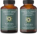 Produkty Natura zdraví Vibrující mysl a kompletní Omega Essentials Doplněk Bundle - Nootropní Mozek Dodatek pro paměť a soustředění - Vyvážené míchání Omega 3, 6, 7, & 9 mastné kyseliny