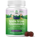 Kids Iron Gummies - Krevní stavitel Železné doplňky pro děti s jemnějším pro silnější imunitu a energii - Vitamin B12, Folát a vitamín C Gummies - Vegan GMO & Gluten Free for Toddlers - 90 Počet