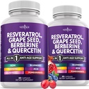 NEW AGE Resveratrol, Berberine, Grape Seed Extract, Quercetin, Polyfenol dodatek pro ženy a muže s Noni Extract, N-Acetyl Cysteine, Acai Extract - 120 Kapsle