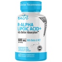 Nutri R Alpha kyselina lipoová 600mg Kapsle - R Kyselina lipoová stabilizovaná biotinovým přípravkem - Aktivní forma R- ALA - 600 mg klinické dávkování - Výkonná buněčná energetická podpora - 60 Veganových kapslí - RALA