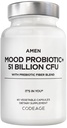 Amen Mood Probiotic Dodatek 51 Billion CFU - Organic Prebiotics and Probiotics - Acidophilus Probiotic Pills, Vlákna - Mood Organic Ashwagandha, Borůvky - Vegan & Non- GMO - 60 Kapsle