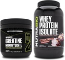NutraBio Creatine Monohydrát, Neochucený, 150g a syrovátka izolát, Čokoláda Ponořená Macaroon, Doplněk Bundle - Svalová energie, Lean růst svalů, zotavení, a síla